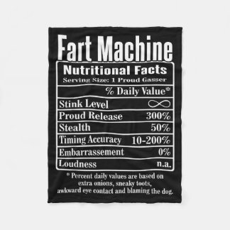 Nutrion Facts Fart Machine Dad Jokes Funny Farting Fleece Blanket