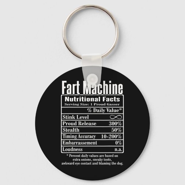 Nutrion Facts Fart Machine Dad Jokes Funny Farting Keychain (Front)