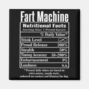 Nutrion Facts Fart Machine Dad Jokes Funny Farting Magnet