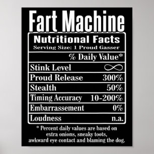 Nutrion Facts Fart Machine Dad Jokes Funny Farting Poster