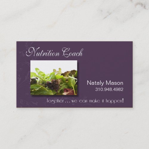 "Nutrition Coach" Healthy Eating, Weight Loss Business Cards