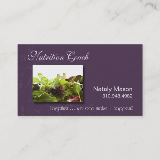 Customizable "Nutrition Coach" Healthy Eating, Weight Loss Business Cards