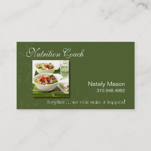 Customizable "Nutrition Coach" Healthy Eating, Weight Loss Business Card