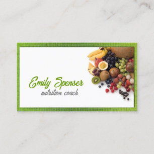 Nutrition Coach Healthy Life Yellow Green Linen Business Card