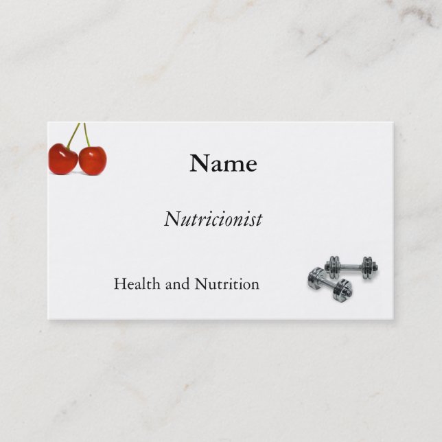 Nutrition, exercise business card (Front)