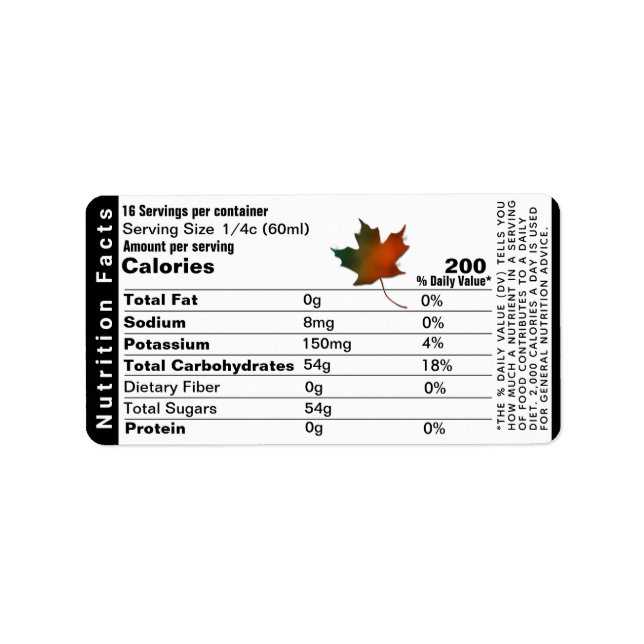 Nutrition Facts Address Label with Maple Leaf (Front)