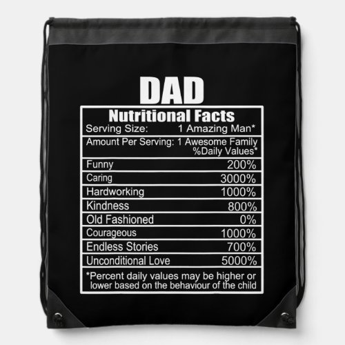 Nutrition Facts Dad Nutritional Facts Funny Drawstring Bag