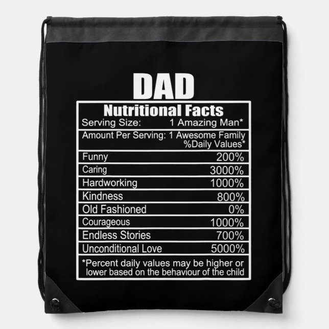 Nutrition Facts Dad Nutritional Facts Funny Drawstring Bag (Front)