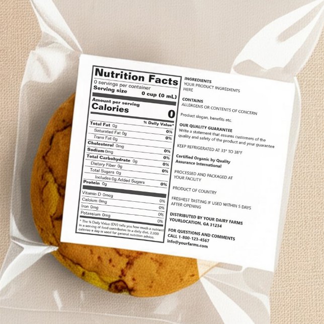 Nutrition Facts FDA Compliant Custom Food Label (Creator Uploaded)