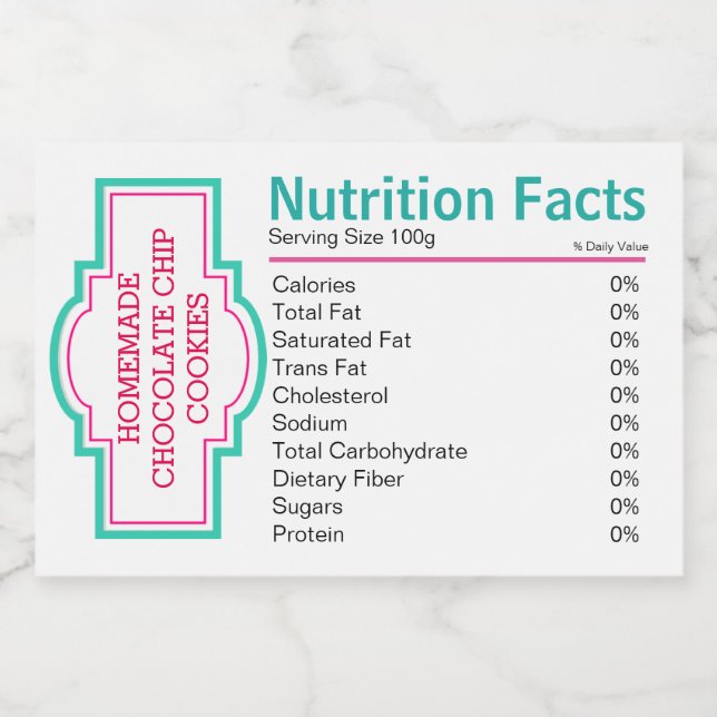 Nutrition Facts Food Label (Single Label)