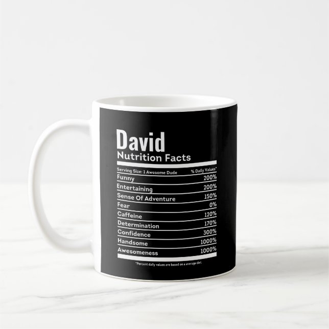 Nutrition Facts Funny Personalized Name Coffee Mug (Left)