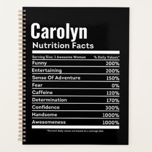 Nutrition Facts Funny Personalized Name Planner
