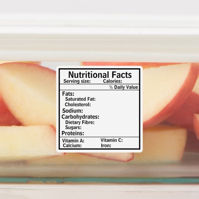 Nutrition facts label for food items weightloss  (Affixed)