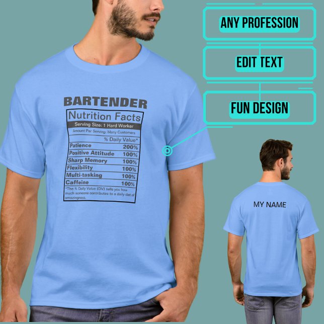 Nutrition Facts Label of Any Hard Worker T-Shirt (Please enjoy our tee.)