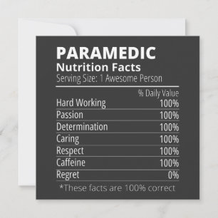 nutrition facts, paramedic nutrition fact invitation
