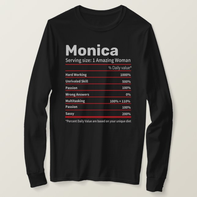 Nutrition Facts Personalized Name- Women Gift  T-Shirt (Design Front)