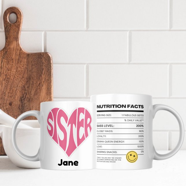 Nutrition Facts Powered by Love & Sass - Sister Coffee Mug (Creator Uploaded)