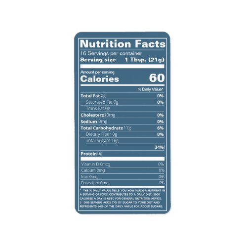 Nutrition Facts Teal Honey Food Labels