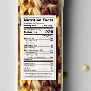 Nutrition Food Label FDA Compliant Sticker