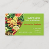 Nutrition Health Foods Business Card (Back)