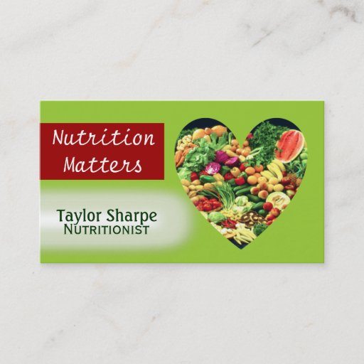 Customizable Nutrition Health Foods Business Card