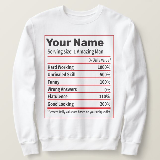 Nutrition Personalized Name Men-Birthday Gift Sweatshirt (Design Front)
