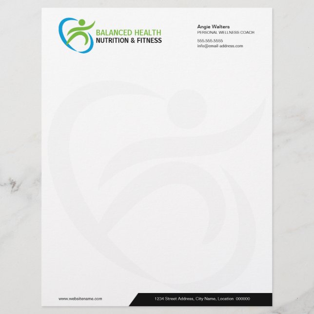 Nutrition Wellness and Fitness Coach Business Letterhead (Front)