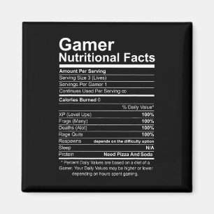 Nutritional Facts Cool Gamer Video Game Funny Magnet