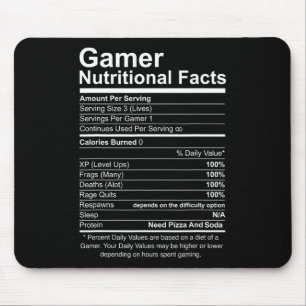 Nutritional Facts Cool Gamer Video Game Funny Mouse Pad