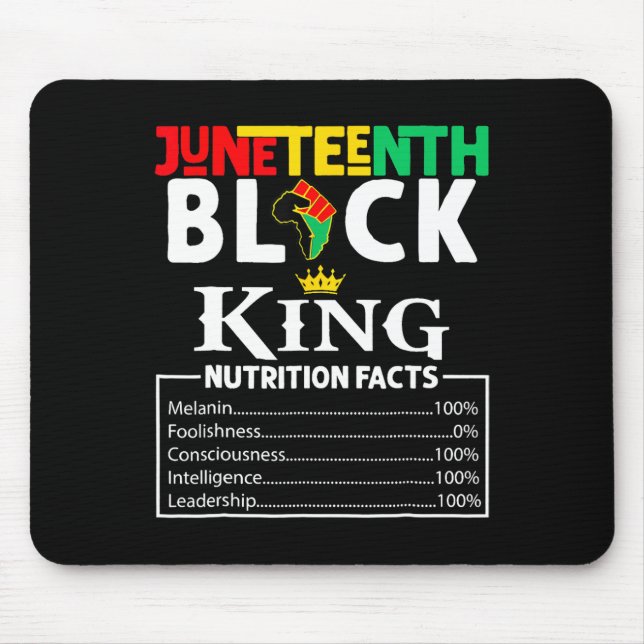 Nutritional Facts Juneteenth 1865 Black King Black Mouse Pad (Front)