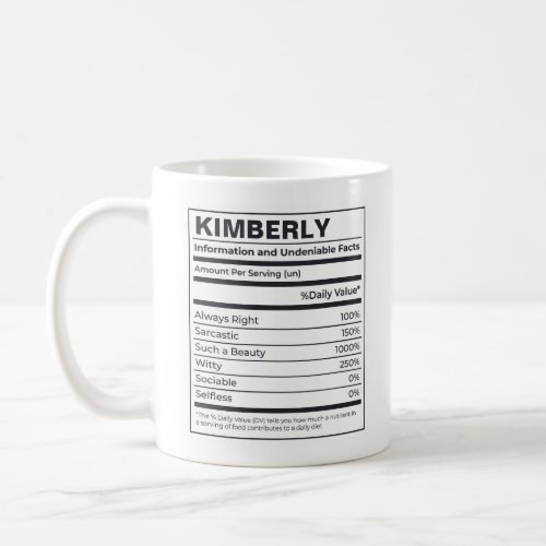 NUTRITIONAL FACTS OF A PERSON CUSTOMIZED NAME COFFEE MUG