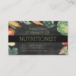 Nutritionist Blackboard & Vegetables Professional Appointment Card