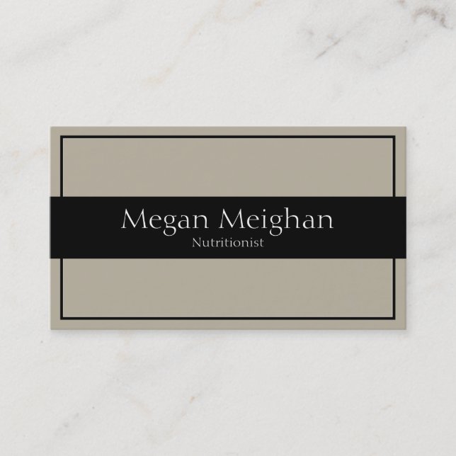 Nutritionist Business Card - Classy Beige & Black (Front)