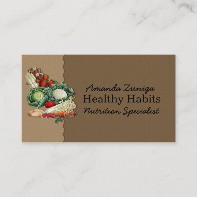 Nutritionist Business Card-Vintage Veggies Business Card (Front)