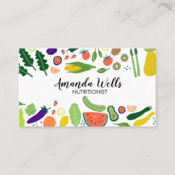 Nutritionist Chef Coach Unique Vegetables Art Business Card | Zazzle