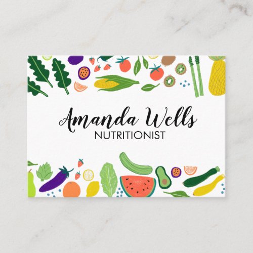 Nutritionist Chef Coach Unique Vegetables Art Business Card