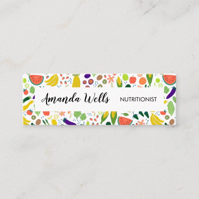 Nutritionist Chef Coach Unique Vegetables Art Mini Business Card (Front)