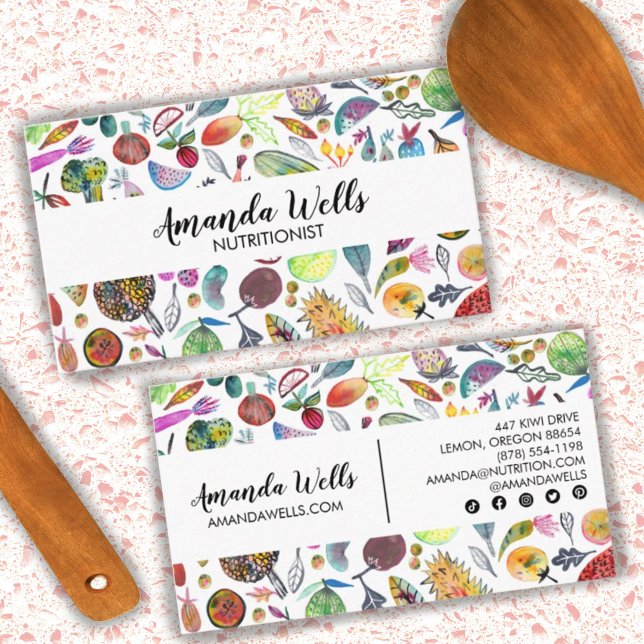 Nutritionist Chef Dietitian Unique Veggies Fruits Business Card (Creator Uploaded)