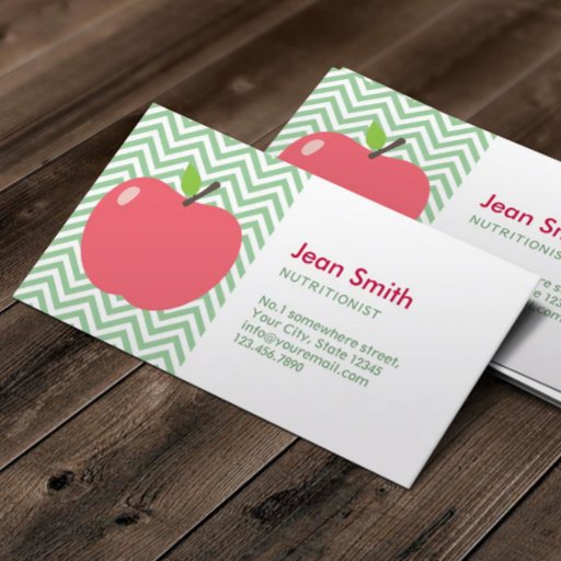 Customizable Cute Apple Green Chevron Nutrition Business Card