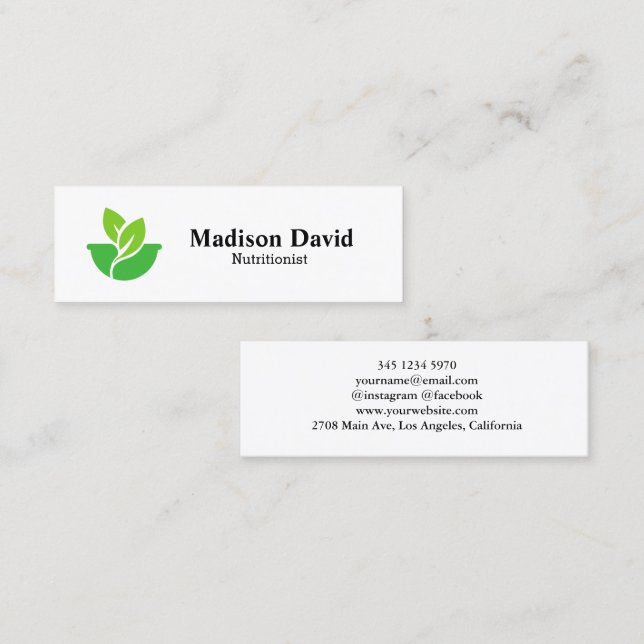 Nutritionist Dietitian Custom health logo Mini Business Card (Front/Back)