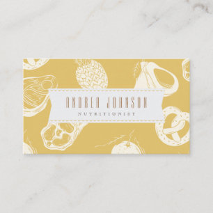 Nutritionist Dietitian Drawn Food Neutral Yellow Business Card