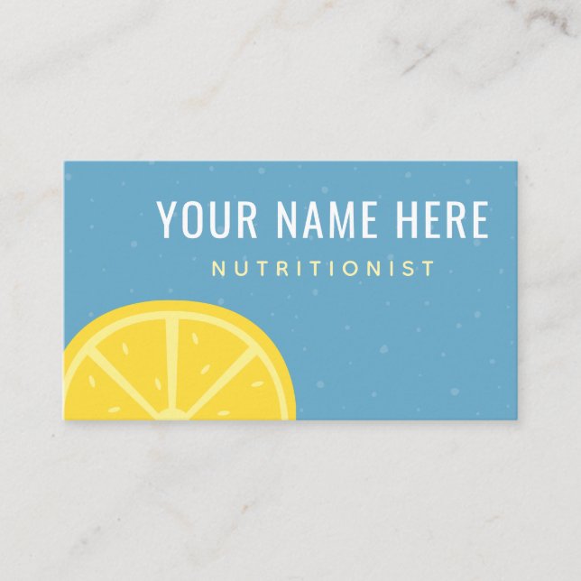 Nutritionist Dietitian Lemon Citrus Social Media   Business Card (Front)
