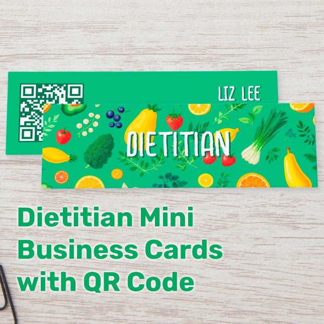 Nutritionist Dietitian QR Code Mini Business Card (Nutritionist Mini Business Cards)