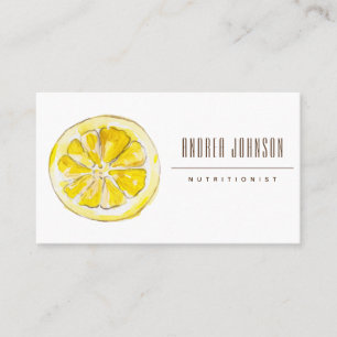 Nutritionist Dietitian Simple Minimal Citrus Lemon Business Card