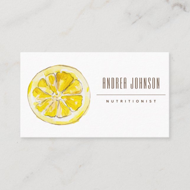 Nutritionist Dietitian Simple Minimal Citrus Lemon Business Card (Front)