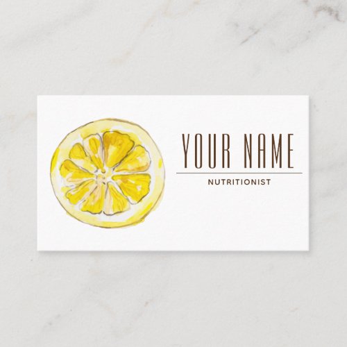 Nutritionist Dietitian Simple Minimal Citrus Lemon Business Card