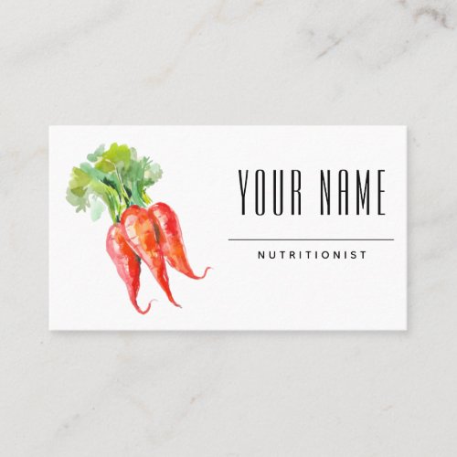 Nutritionist Dietitian Simple Watercolor Carrots Business Card