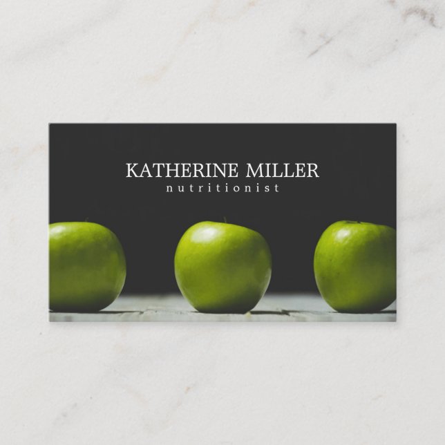 Nutritionist Dietologist Sport Doctor Green Apple Business Card (Front)