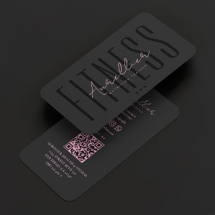 Nutritionist Fitness Wellness Aesthetic Black Pink Business Card