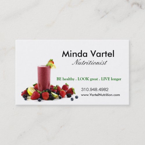 Nutritionist Food Coach Health Weight Smoothie Business Card